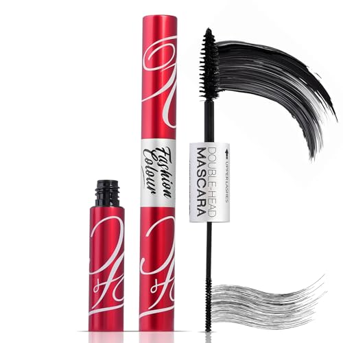 Image of Fashion Colour Platinum Double Head Mascara for Upper & Lower Lashes | 2-in-1 Volumizing & Lengthening Mascara | Smudge Proof, Waterproof, Long Lasting, No Clumping, Lightweight Formula | 10ml | Black