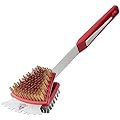 GRILLGEN Grill Brush and Scraper- Heavy Duty Grill Brush with Steel and Brass Bristles BBQ Cleaner for Outdoor Grills,BBQ Accessories for Porcelain, Cast Iron, Stainless Steel Grates
