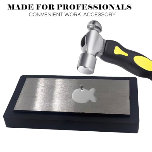 7.8\"x4.2\"Steel Bench Block Flat Anvil Jewelers Tool with Tough Rubber Block,Jewelry Stamping Hammer, Jewelry Metal Stamping Tools for Jewelry Making & Metal Stamping (Rectangle)