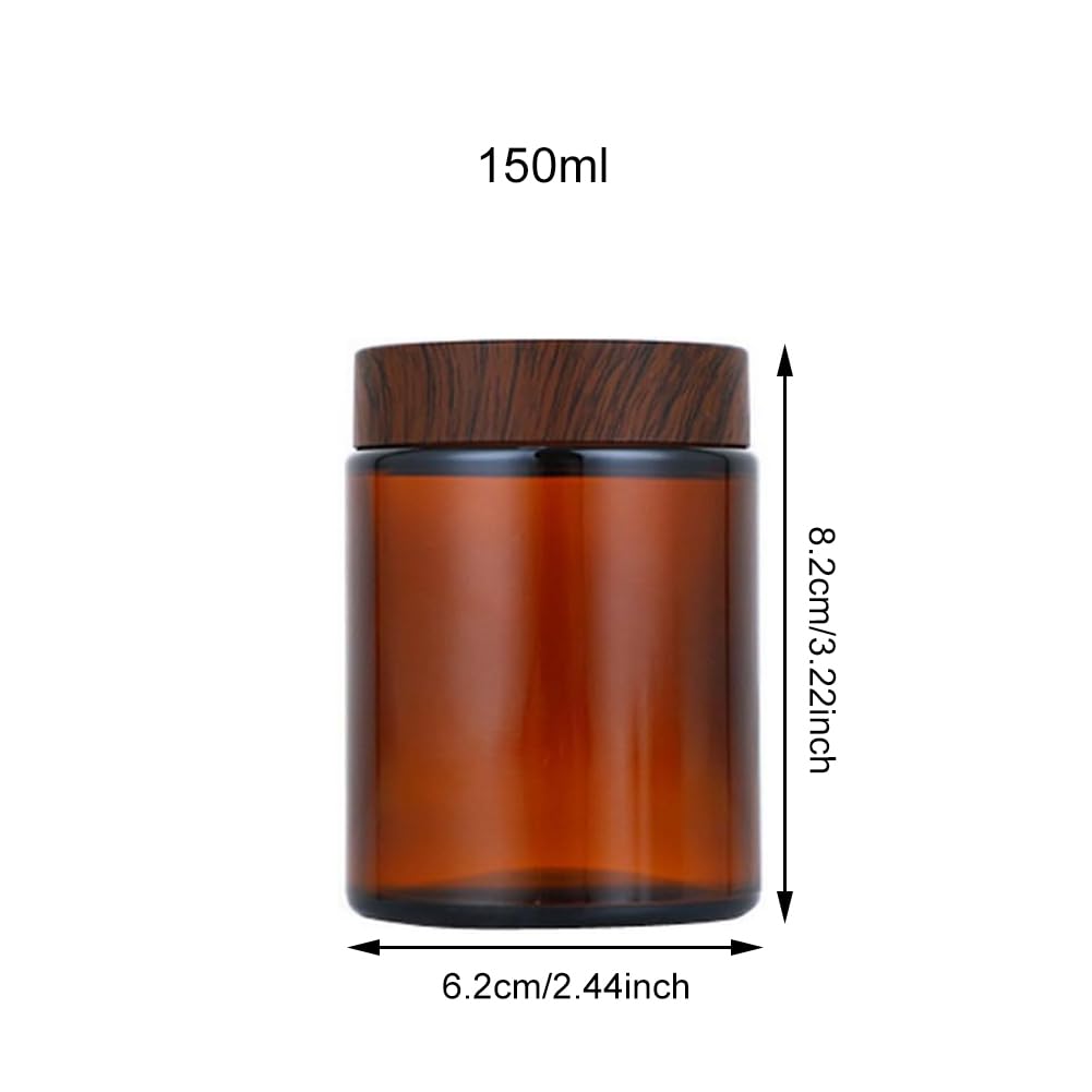 2 Packs 150ml /5 Oz Empty Amber Glass Jars Cosmetic Jar with Black Grain Lid and Inner Liner Refillable Cosmetic Makeup Face Mask Facial Cream Balm Lotion Storage Container Craft Candle Making - Image 3
