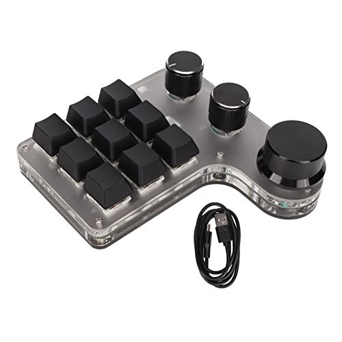 Mini clavier personnalisé 9 touches 3 boutons RVB noir programmable