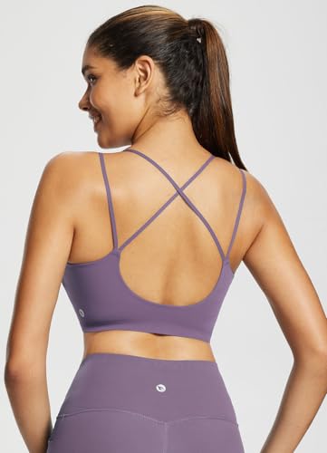 Image of baleaf everleaf Women's Sports Bra Longline, Molded Cup Yoga Bra Thin Strap Low Impact Workout Crop Tank Tops