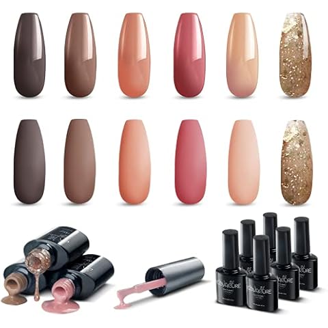 COVACURE Gel Nail Polish- 6 Colours Nude Gel Polish Kit Nail Art Design Soak Off LED Lamp Nail Polish Gel DIY Manicure Kit Beauty Gifts 8ml Cover