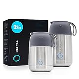 REFYLL Thermobehälter für Essen “foodFyll” 450 & 650ml I Edelstahl Thermogefäß für Essen, Suppe, Babynahrung, Porridge I Müsli to go Becher I Isolierbehälter Babybrei I Essen warmhalten (2er Set)