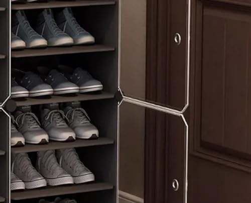 Image of Shoe Rack Multipurpose 5 Shelves Shoe Rack with Zip Door Cover & Side Pockets, Multiuse Wide Shelve,Rack for Footwear, Toys, Clothes (Grey, 18-Layer)