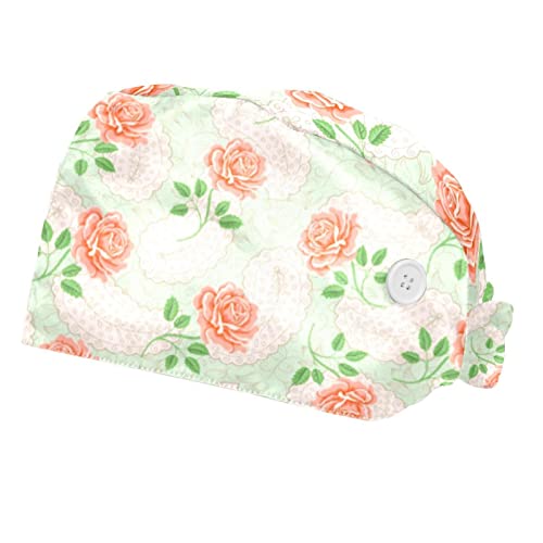 Chapeaux bouffants 2PCS à motif de roses avec bandeau ajustables