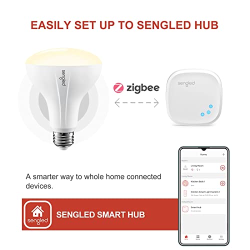 Sengled E12-N14WA_6P Zigbee Smart Bulb, Works With Smartthings And Echo With Built-In Hub, Voice Control With Alexa And Google Home, Hub Required, Br30 Dimmable Flood Light Bulb thumb #2