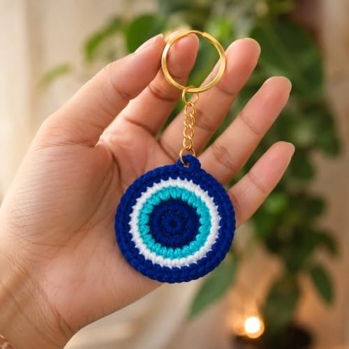 Image of Handmade Crochet Keychain for Women & Girls, Cute Yarn Key Ring, Bag Charm, Car Key Holder & Gift, Aesthetic Handmade Floral Accessory