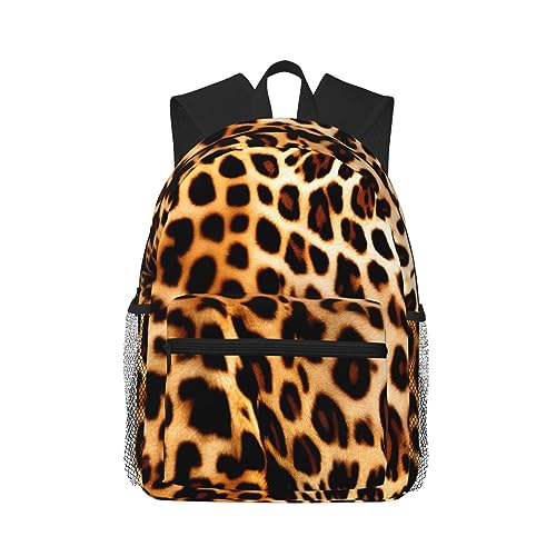 Sac à dos d'université léopard noir unisexe format One Size léger avec poches