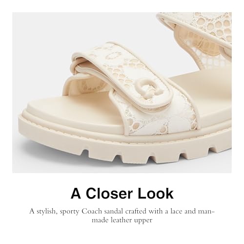 Coach Women's Brynn Sandal Platform, Chalk Lace, 8.54