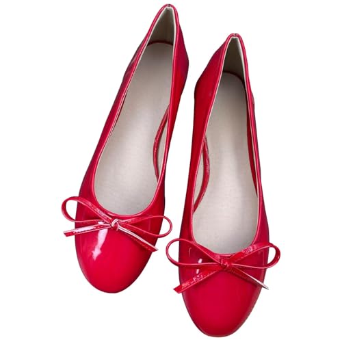 Image of TN TANGNEST Women's Velvet Flats Round Toe Ballet Shoes | Elegant Bowknot Flats Comfortable Casual Slip On Flats for Work