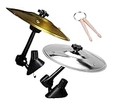 Car Cymbal Air Vent, Crash Cymbal for Car Vent, Clip-On Mini Drum Cymbal with Drum Stick for Music Lovers Gift, Funny Car Interior Accessory for Most Vehicles (Gold & Silver)