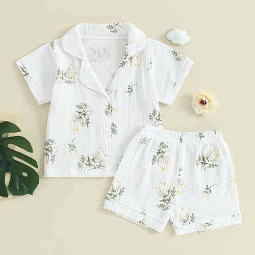 Mubineo Toddler Baby Boy Girl Summer Pajamas Sets Cotton Linen Short Sleeve Pjs Sleepwear Homewear Comfy Clothes Outfits2