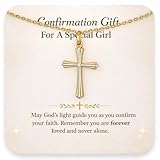 GAVU Collar Oro Mujer con Colgante de Cruz Cristiana, Collar Cruz Mujer de Acero Inoxidable Chapado en Oro de 18k, Regalo de Confirmación con Dedicatoria