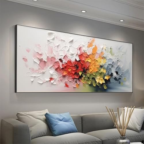Décoration murale florale 3D XINBAO grand tableau de fleurs peintes encadré