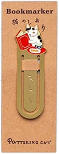 Vista 12 de Marcapáginas de metal, 1 marcador, diseño de gato de dibujos animados, lindo papel de lectura, gatitos, marca, papelería, suministros de oficina