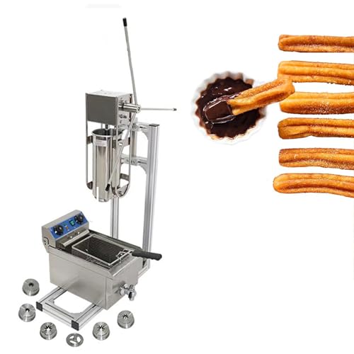 Machine à Churros Professionnelle en Acier Inoxydable avec friteuse de 6 L, Machine à Beignets Verticale pour la préparation de Desserts à Domicile et en Entreprise