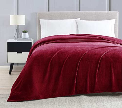Love's cabin Flannel Fleece Blanket Full/Queen Size Red Bed Blanket, Extra Soft Double