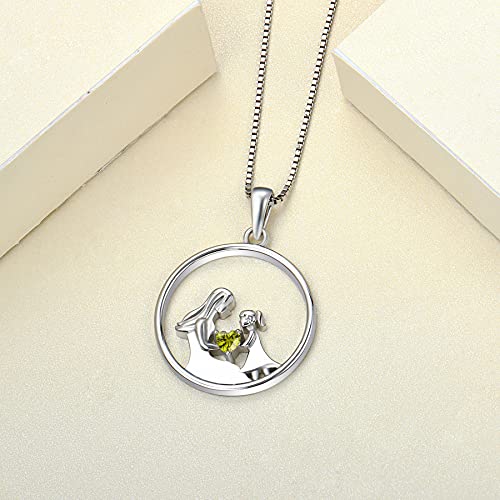 YL Women's Mother Necklace 925 Sterling Silver Round Mum Pendant Birthstone Jewelry for Mom - Image 5