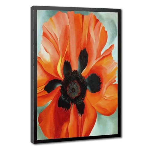 Impression sur toile coquelicot rouge Georgia O'Keeffe décoration bureau cadre 50,8x76,2 cm