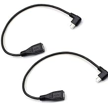 Micro USB Left Angle,Micro USB Extension Cable, 90 Degree Micro-B Male to Female Extension Cable, Data Transferring Cable Suitable for Samsung, HTC, Huawefti, Driving Recorder,Sony and More-2pack