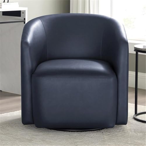 Sillón Barrel Giratorio Piel Sintética Azul miniatura 2
