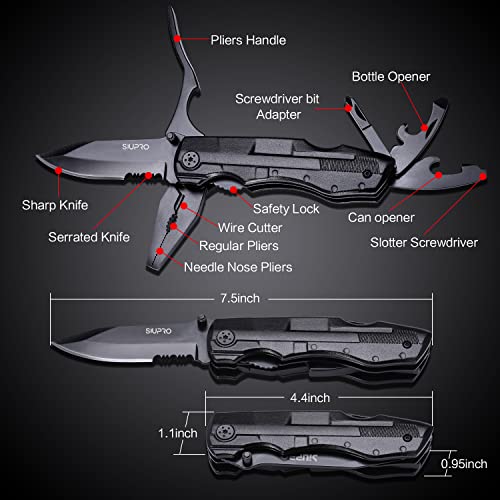 Siupro Multitool Pocket Kinfe Men, Multi Tool Tactical Cool Gadgets, Gifts For Dad From Daughter Wife, Multipurpose Folding Utility Plier, Survival Gear For Camping, Work, Fishing, Car #TOP1