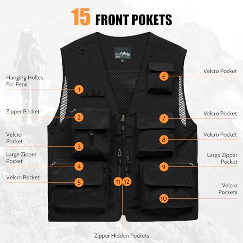 Image of AOTORR Mens Outdoor Work Safari Cargo Photo Travel Fishing Vests for Men with Multi-pockets