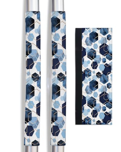 Gold Refrigerator Door Handle Covers Blue Set of 2 for Dishwasher Microwave Oven Fridge Stove Appliance Door Handles Kitchen Bathroom Accessories,Gradual Modern Abstract Geometric White