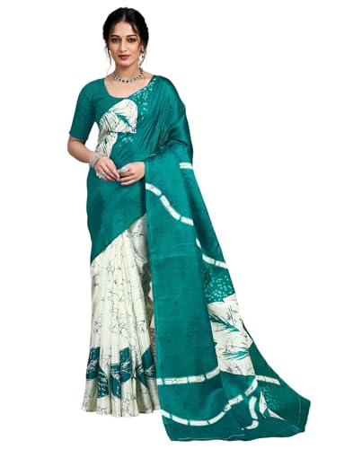 Image of SIRIL Women's Cotton Printed Saree With Unstitched Blouse Piece