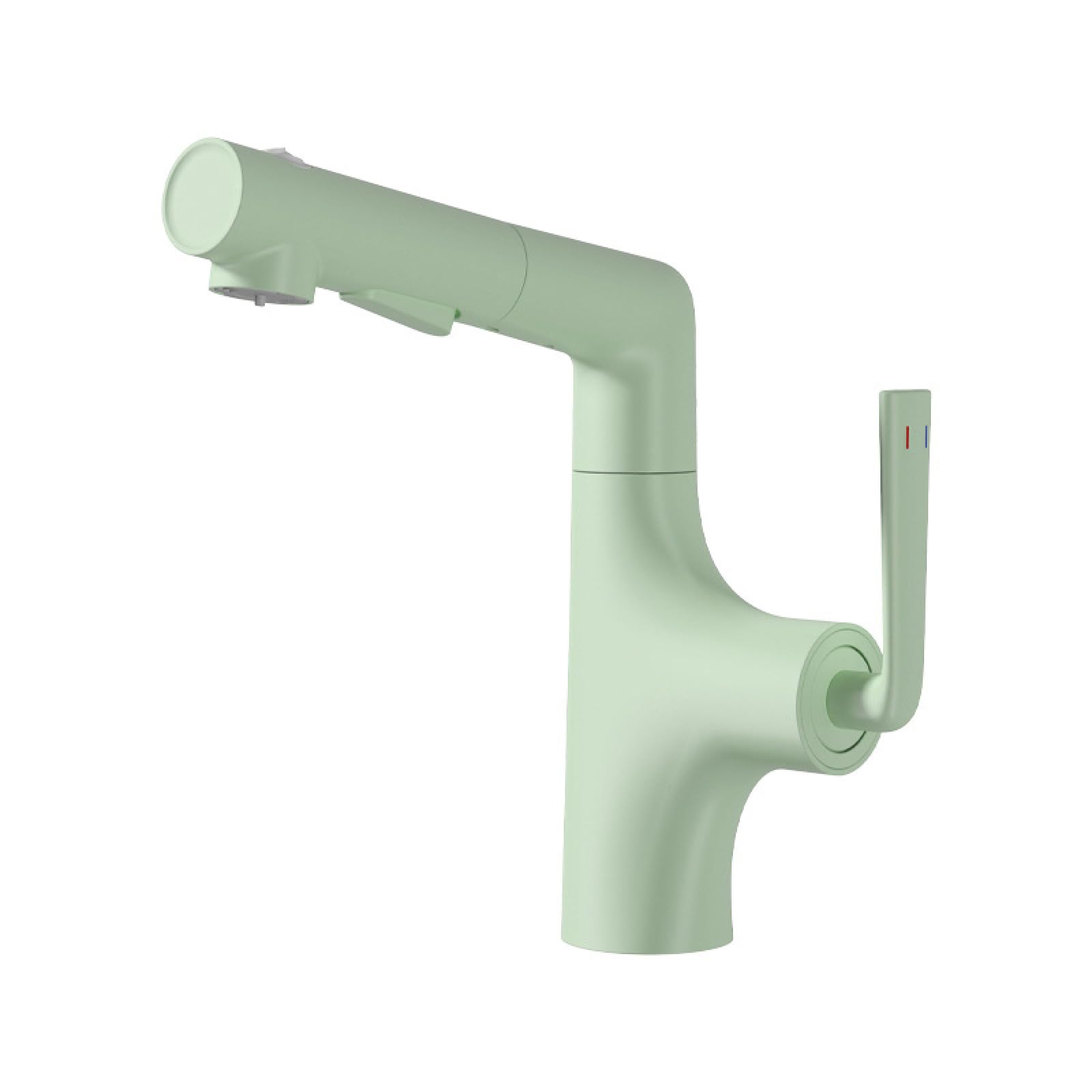 Fanjubei Milk Green All-Copper Lift-Pull Rotating Hot And Cold Water Faucet,