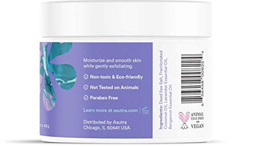Asutra Dead Sea Salt Essential Oil Body Scrub Exfoliator (Soothing Lavender), 16 Oz - Ultra Hydrating, Gentle, & Moisturizing - Coconut, Lavender, And Bergamot Oils thumb #2