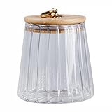 TOYANDONA Tarro de Cristal Cónico Tapa de Madera Sellada Herméticamente, Recipiente Multifuncional para Almacenar Té, Cereales y Alimentos en Cocina, Frasco Transparente Resistente