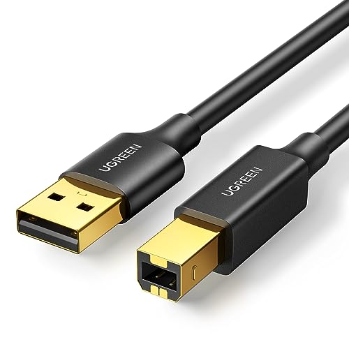 UGREEN Cable Impresora USB A 2.0 a Tipo B para HP Epson Brother Canon Lexmark, Escáner, Fax (1.5 Metros)