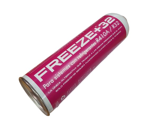 REPORSHOP - 1 Botella Gas Refrigerante Freeze Organico +32 350Gr + Valvula + Manguera Sustituto R32, R410A