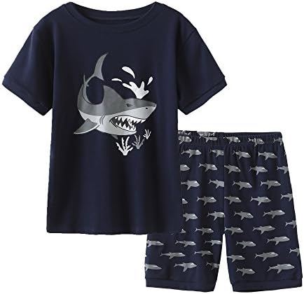 MyFav Big Boys Pajamas 2 Piece Short PJS Cute Cartoon Sleepwear Navy, 8Y