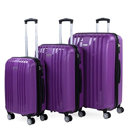 ITACA - Juego de Maletas de Viaje Rígidas 3 Pzs. Set Trolley 4 Ruedas (Cabina + Mediana + Grande) Resistentes y Robustas. Conjunto Equipaje Avión 760200, Color Morado