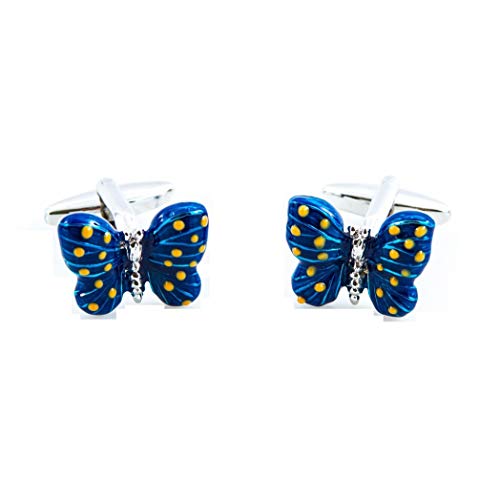 MRCUFF Butterfly Blue Pair Cufflinks in a Presentation Gift Box & Polishing Cloth