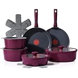 17-Piece Cookware Set Includes - 1.5QT Sauce Pan, 2.8QT Sauce Pan, 8 inch Frying Pan, 10 inch Frying Pan, 10 inch(4QT) Saute Pan, 10 inch Crepe Pan, Removable Handle*2, 8 inch Glass Lid, 10 inch Glass Lid, Pot Protector*5, Fridge Storage Lid*2 Easy S...