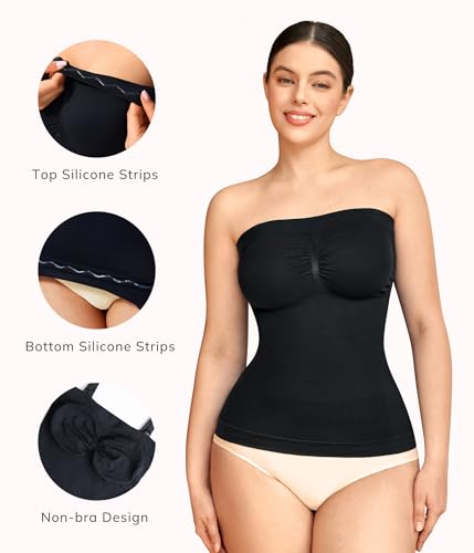LODAY Strapless Shapewear Tank Tops for Women Compression Tank Top Tummy Control Long Tube Tops Camisoles2