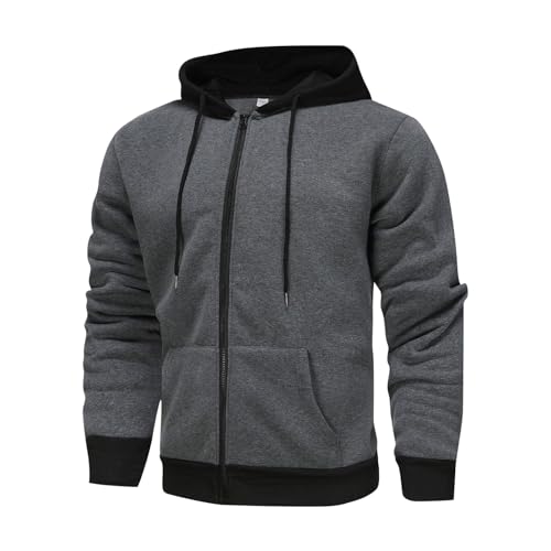 Mens Sweatshirts Hoodies Fashion Full Zip Hooded Stylish Zip Up Jacket Big And Tall Long Sleeve Coat With Pockets