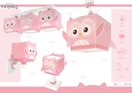 Lampada A Sospensione Dalber Little Owl, Rosa, A 3 Luci - 6