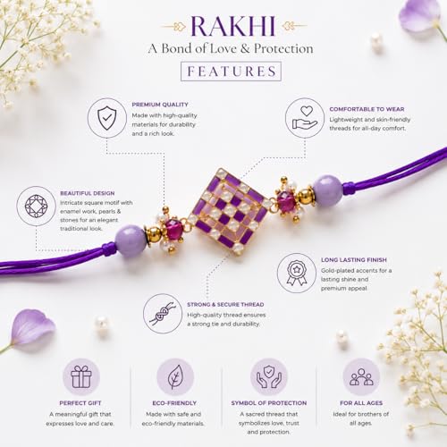 Image of JAIPUR ACE Elegant Blue inchBRO inch Designer Rakhi Gift Set with Greeting Card and Roli Chawal Pouch, Premium Brother Rakhi, Festive Raksha Bandhan Gift for Brother, Traditional (nr3)