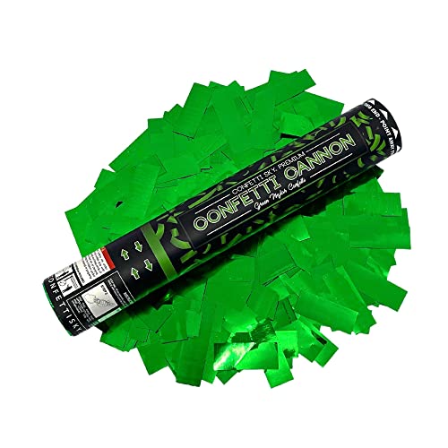 Image of Confetti Sky [6 Pack] 12 Inch Confetti Cannons | Green Confetti Poppers for Wedding Celebration, Birthday Party, Pranks, Graduation, Christmas Eve and New Year Celebration