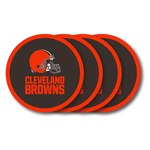 NFL Cleveland Browns Vinyl Coaster Set (Pack of 4), 4 Inches