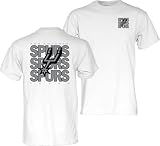 San Antonio Spurs NBA Officially Licensed T-Shirt Front/Back Press White, X-Large