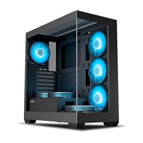 Image of Ant Esports Crystal X7 ATX Computer Case /Gaming Cabinet with Type-C - Black | Support ATX, Micro-ATX, Mini-ITX | Pre-Installed 3 M /B Plate Fans, 2 PSU Shroud Fans, 1 Bottom & 1 Rear Fan