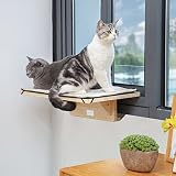 Petsfit Katze Fensterplatz Hängematte Fenster Katzenbett, Stabiler Katzen Fensterliege aus Holz mit Weiche Betten Matten für Fenster, Heizkörper, Türen, Schubladen