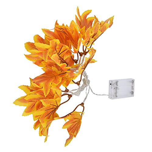 Luz de cadena de hojas de arce, hoja amarilla LED alimentada por batería duradera otoño decorativo otoño para fiesta interior al aire libre guirnalda cosecha deja Halloween Acción de Gracias