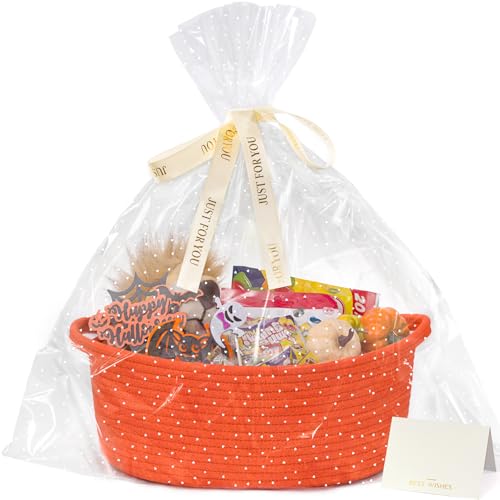 CHICVITA Halloween Basket for Gifts, Boo Basket for Gift Empty,Orange
